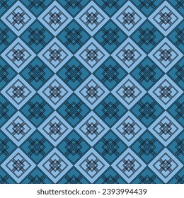 Black and Blue Rhombus Geometric Seamless Pattern vector illustration 