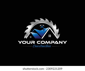 Black Blue Silver Home Builder Business Logo Design Template