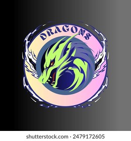 Black and Blue Simple Creative Dragons Logo