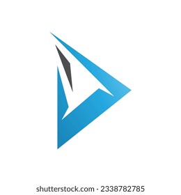 Letra triangular D de araña negra y azul en un fondo blanco