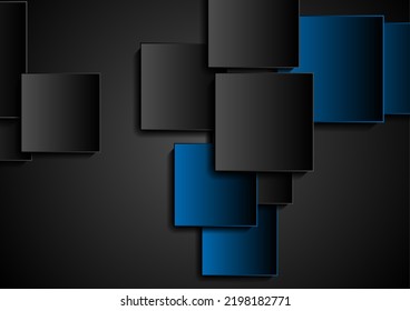 Color azul negro cuadrado abstracto tecnología geométrica fondo mínimo abstracto. Diseño de vectores