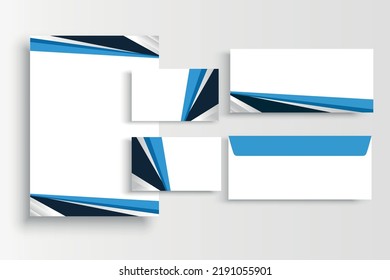 black and blue stationary template vector