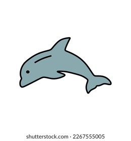 black and blue striped dolphins descending into the water