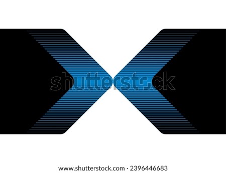 Black and blue striped vector pattern in the form of the letter X. Vector background for your graphic design, packaging design, printing, advertising, social networks. Arrow pointer. Vector background