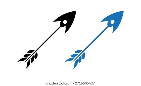 Black and blue stylized arrows with feather fletching on white background vector