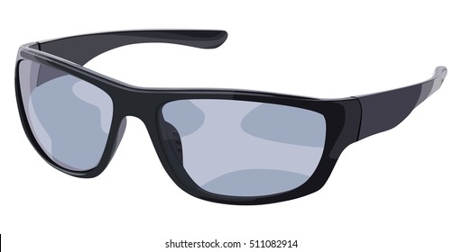 Black and blue sunglasses side view on a white background