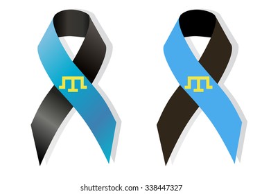 Black and blue symbol tamgha awareness ribbon memory deportation and genocide of the Crimean Tatars