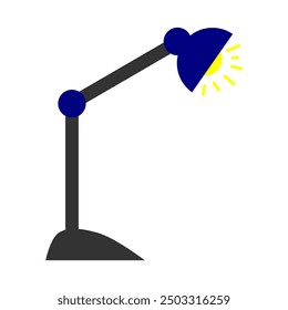 black and blue table lamp. study lamp. reading lamp. desk lamp. light bulb. vector. flat design. simple design