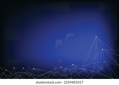 Black blue technology background with shine light. Innovation and modern connected of line and dot. Hexagonal shape in back.