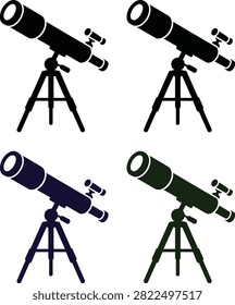 Black and blue telescope on tripod for stargazing