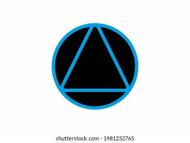 Black blue triangle in circle design