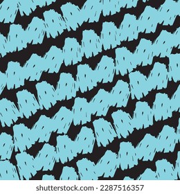Black and blue turquoise colored abstract brush stamp pattern diagonal vector background isolated on square template