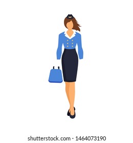 black and blue uniform stewardess. vector illustration