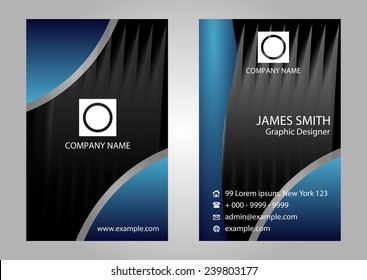 Black blue vertical vector business card set 
