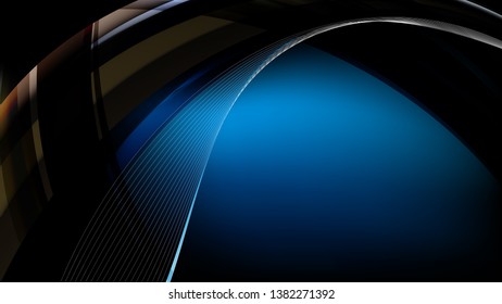 Black and Blue Waves Curved Lines Background Design
