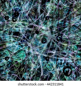 Black and Blue. Wavy lines. Hand drawn circles. Overlay, overlapping, transparency.