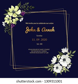 Black Blue Wedding Invitation
