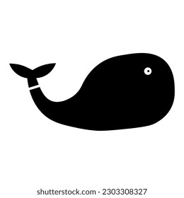 Black blue Whale fish silhouette on the white background. Editable color. EPS vector file. Can be use for web and mobile.