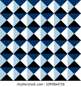 Black blue and white abstract simple shapes geometric seamless pattern, vector