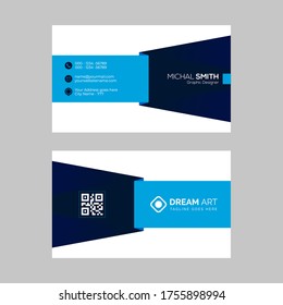 Black blue and white clean professional business card