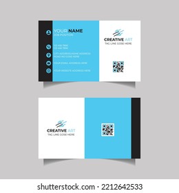 Black, blue and white corporate business card template