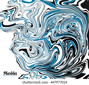 Black, blue and white marble style abstract vector background