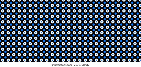 Black blue and white polka dots pattern background