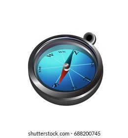 Black and blue wind rose compass isolated on white background