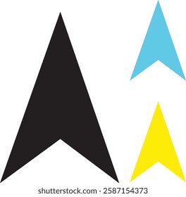 black blue yellow up arrow icon