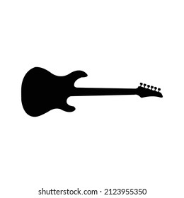 Black Blues Gitarre Symbol. Einfache Illustration des schwarzen Blues-Gitarre-Vektorsymbol-Logos einzeln auf weißem Hintergrund, akustische Gitarrensilhouette, elektrische Gitarre-Vektorgrafik.