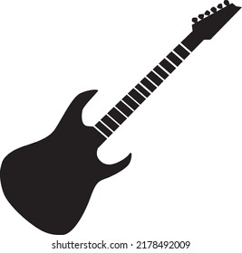 Black blues guitar icon. Simple illustration of black blues guitar vektor icon logo isolated on white background, acoustic guitar silhouette, electric guitar vektor illustration.