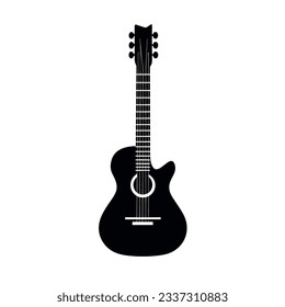 Black blues guitar icon. Simple illustration of black blues guitar vector icon logo isolated on white background,acoustic guitar silhouette,electric guitar vektor ilustration.