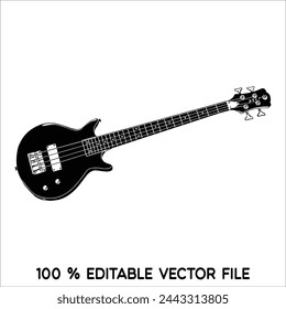 Black blues guitar icon. Simple illustration of black blues guitar vector icon logo isolated on white background,acoustic guitar silhouette,electric guitar vektor ilustration.