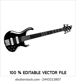 Black blues guitar icon. Simple illustration of black blues guitar vector icon logo isolated on white background,acoustic guitar silhouette,electric guitar vektor ilustration.