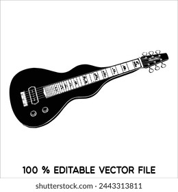 Black blues guitar icon. Simple illustration of black blues guitar vector icon logo isolated on white background,acoustic guitar silhouette,electric guitar vektor ilustration.