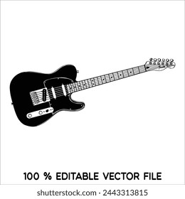 Black blues guitar icon. Simple illustration of black blues guitar vector icon logo isolated on white background,acoustic guitar silhouette,electric guitar vektor ilustration.