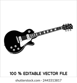 Black blues guitar icon. Simple illustration of black blues guitar vector icon logo isolated on white background,acoustic guitar silhouette,electric guitar vektor ilustration.