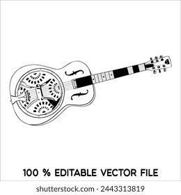 Icono de guitarra azul negro. Ilustración simple del logotipo del icono del vector de la guitarra del blues negro aislado en el fondo blanco, silueta de la guitarra acústica, ilustración del vector de la guitarra eléctrica.