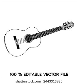 Black blues guitar icon. Simple illustration of black blues guitar vector icon logo isolated on white background,acoustic guitar silhouette,electric guitar vektor ilustration.