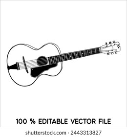 Black blues guitar icon. Simple illustration of black blues guitar vector icon logo isolated on white background,acoustic guitar silhouette,electric guitar vektor ilustration.