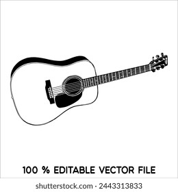 Black blues guitar icon. Simple illustration of black blues guitar vector icon logo isolated on white background,acoustic guitar silhouette,electric guitar vektor ilustration.