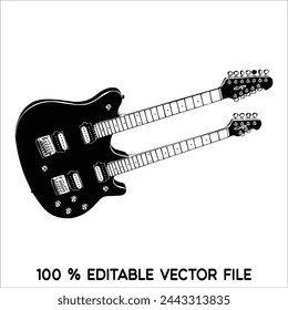 Black blues guitar icon. Simple illustration of black blues guitar vector icon logo isolated on white background,acoustic guitar silhouette,electric guitar vektor ilustration.