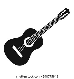 Black blues guitar icon. Simple illustration of black blues guitar vector icon logo isolated on white background 