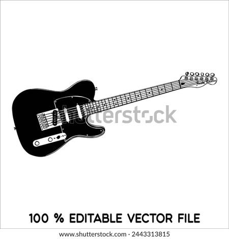 Black blues guitar icon. Simple illustration of black blues guitar vector icon logo isolated on white background,acoustic guitar silhouette,electric guitar vektor ilustration.