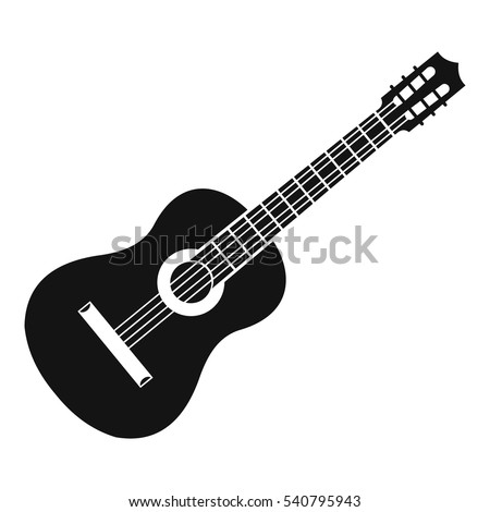 Black blues guitar icon. Simple illustration of black blues guitar vector icon logo isolated on white background 