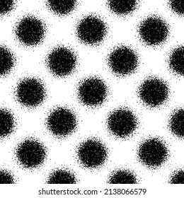 Black blurred ink small circles isolated on white background. Monochrome geometric seamless pattern. Vector simple flat graphic hand drawn illustration. Texture.
