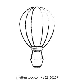 black blurred silhouette cartoon of a hot air balloon with basket