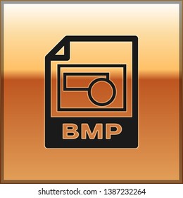 Black BMP file document icon. Download bmp button icon isolated on gold background. BMP file symbol. Vector Illustration