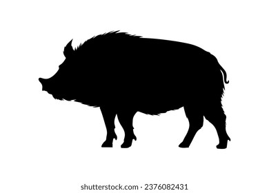 Black boar vector, mouse silhouette isolated on white background