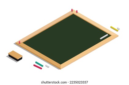 Black board 3d. back to school. vector